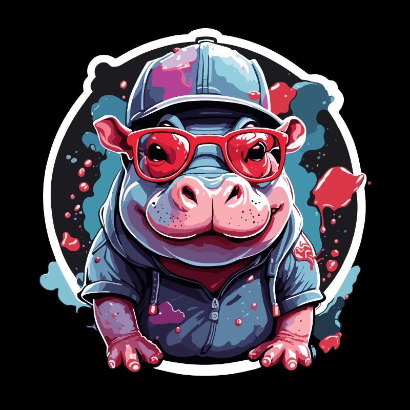 Hippopotame Cool and Cool avec casquette de lunettes de soleil