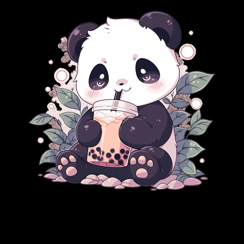 Kawaii Panda boit Boba Bubble Tea Chibi
