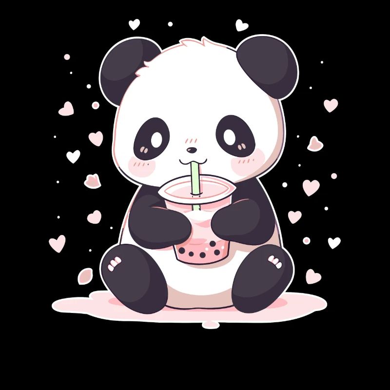 Kawaii Panda boit Boba Bubble Tea Chibi