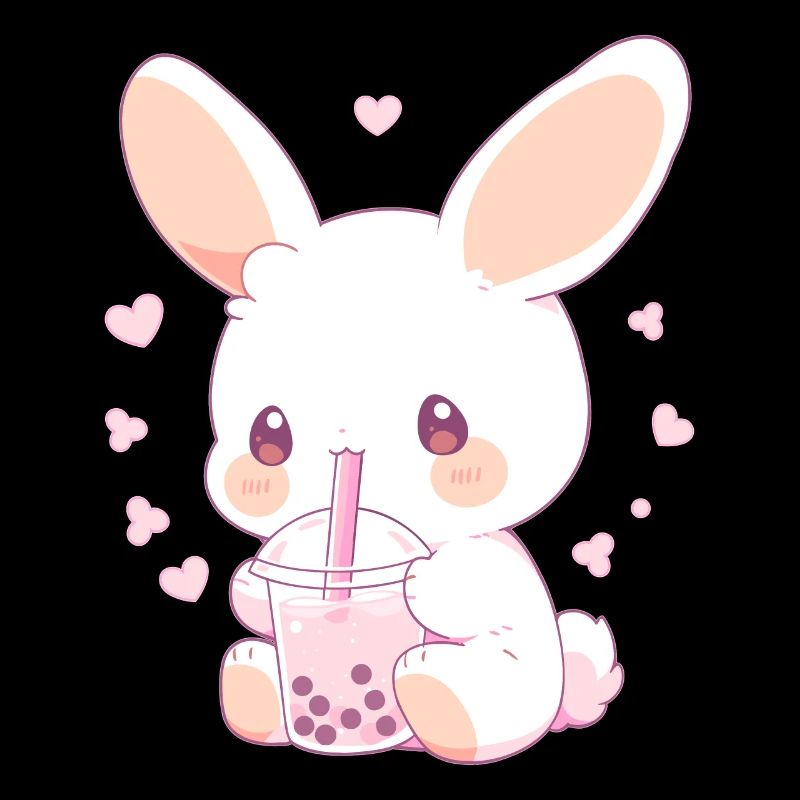 Kawaii Hase trinkt Boba Bubble Tea Chibi