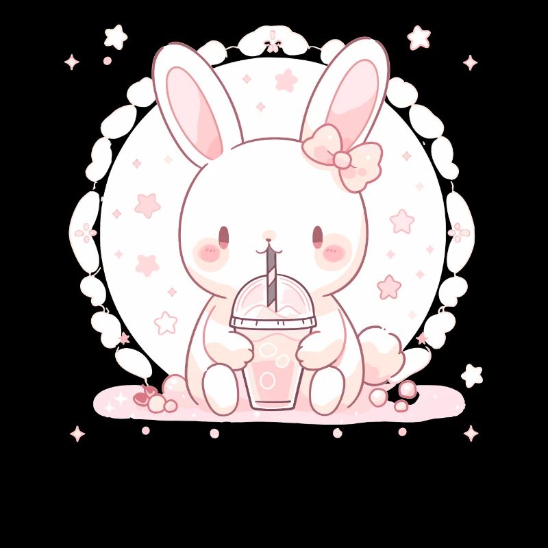 Kawaii Hase trinkt Boba Bubble Tea Chibi