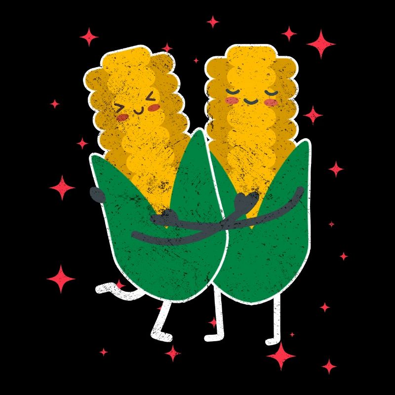 Cute Corn Couple Hugging Corn Fruits Lovers