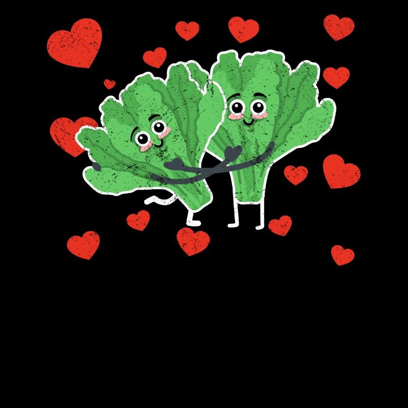 Cute Lettuce Couple Hugging Lettuce Salad Lovers