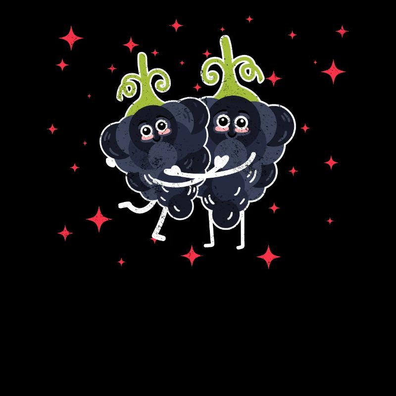 Cute Mulberry Couple Hugging Mulberry Fruit Lovers