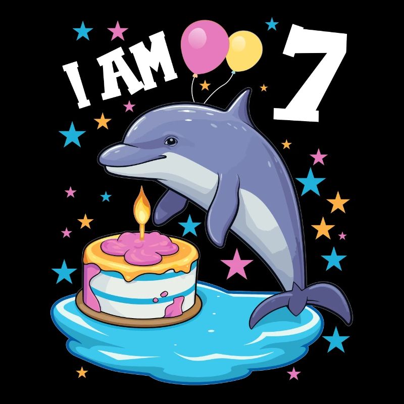 I am 7 years old Dolphins Dolphin 7th birthday