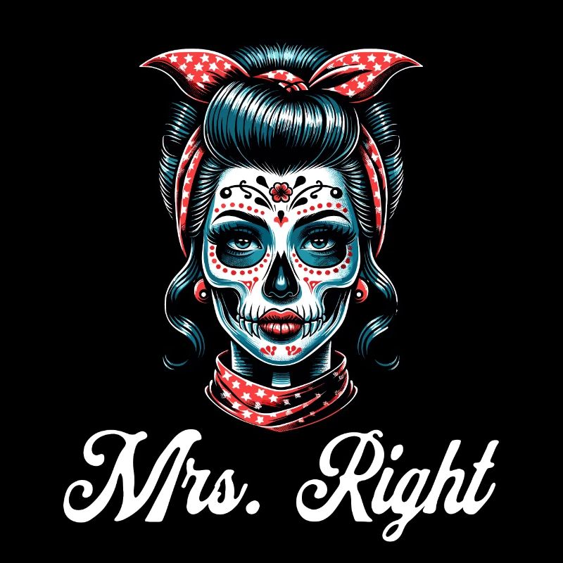 Mrs. Right Skull Face Paint Sugar Skull