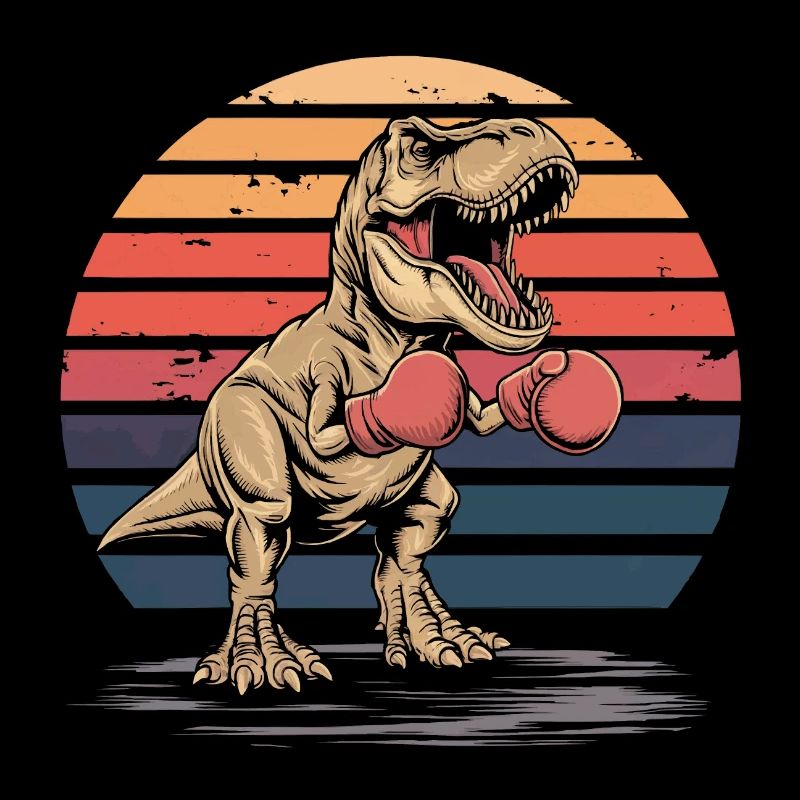 Dinosaure avec gants de boxe boxe vintage