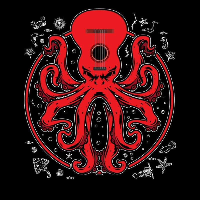 Guitar player gift octopus music guitar