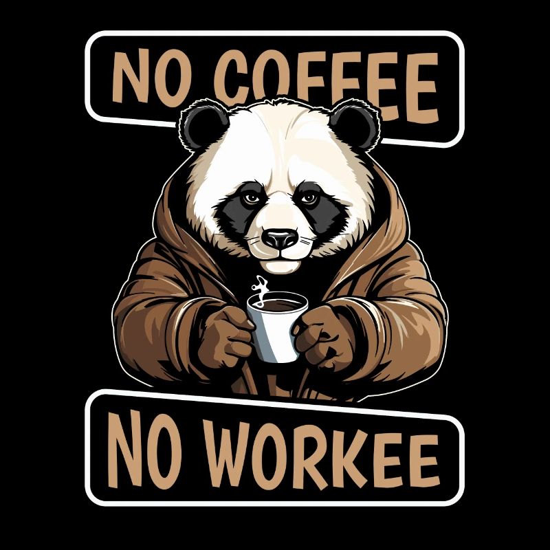 Coffee Cafe Panda Bear No Coffee No Workee
