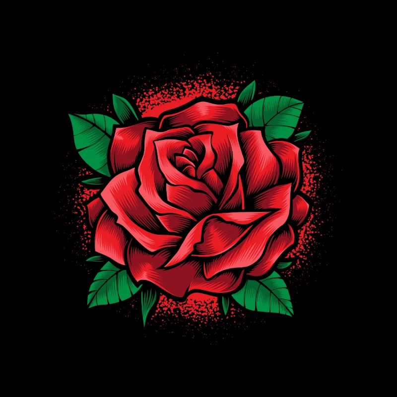 Rote Rose Goth Cool Line Art Rose