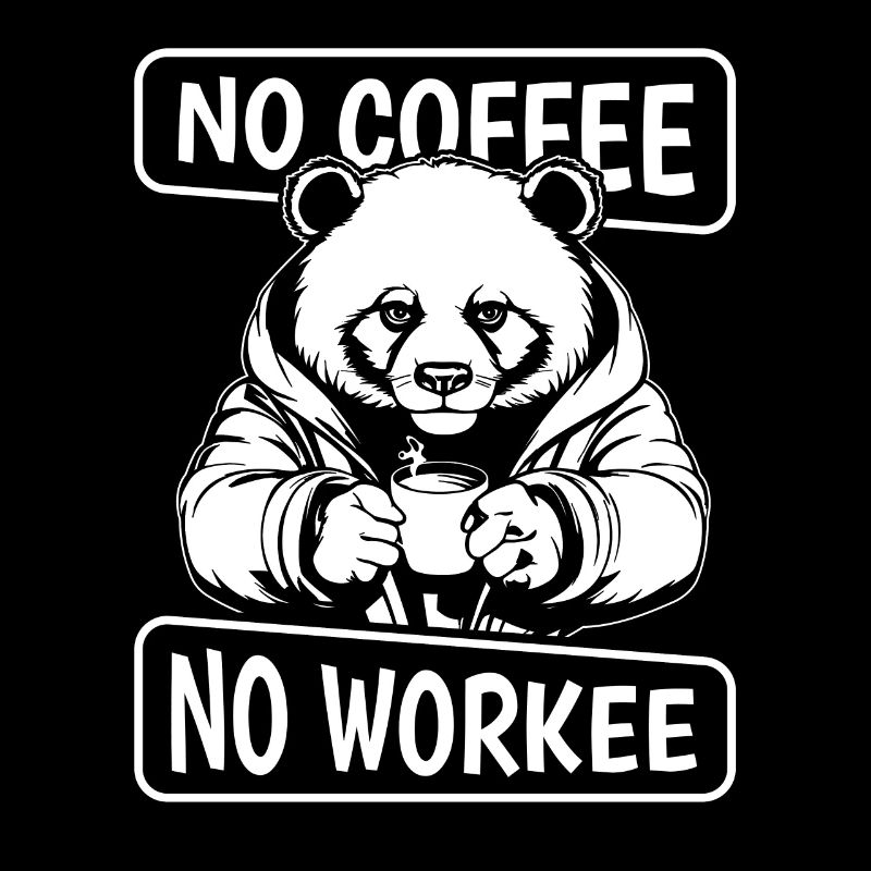 Coffee Cafe Panda Bear No Coffee No Workee