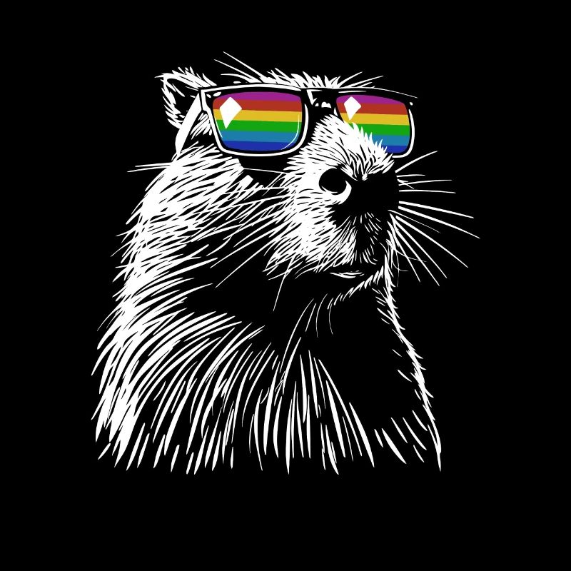 Cooles Capybara - Zeichnung Silhouette Rainbow