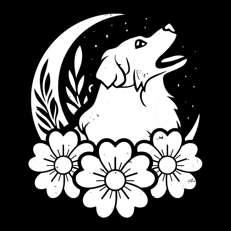 Australian Shepherd Wild Floral Moon