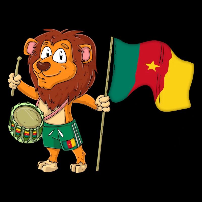 Lion avec le drapeau camerounais