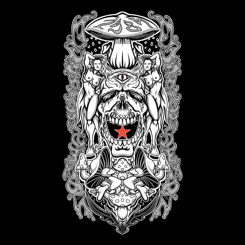 Psychedelic Skull Portal – Occult Mushroom Vision