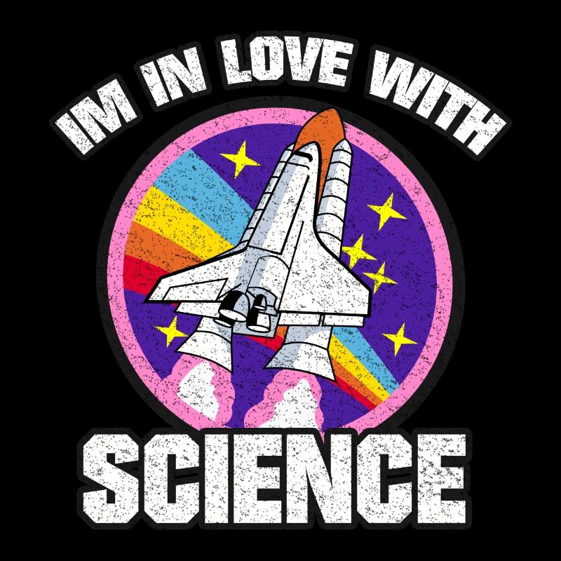 MÄDCHEN SCIENCE ROCKET LOVE REGENBOGEN RETRO SHIRT