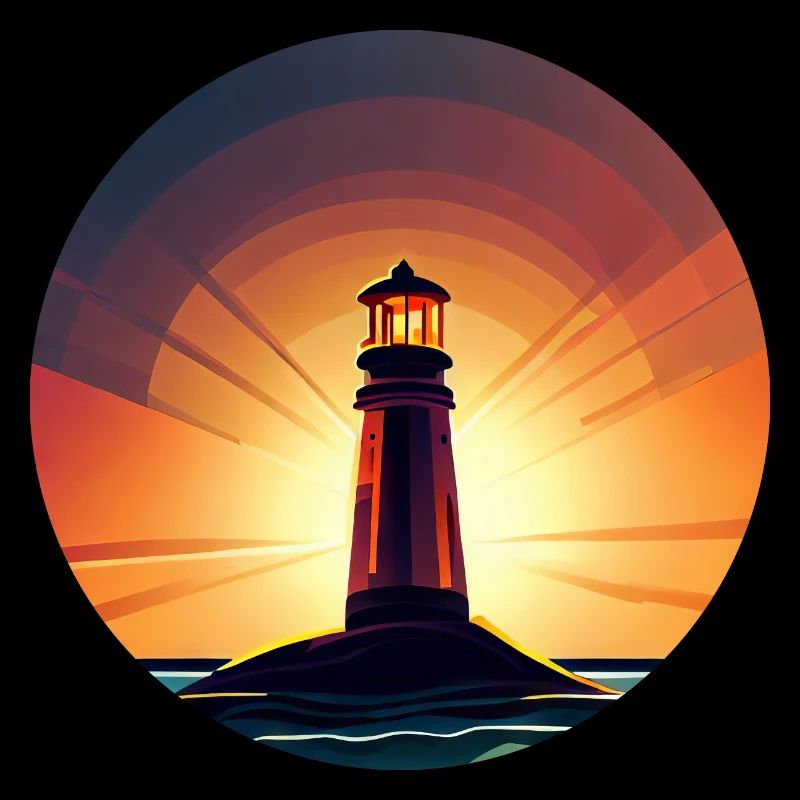 Lighthouse at sunset Romantic