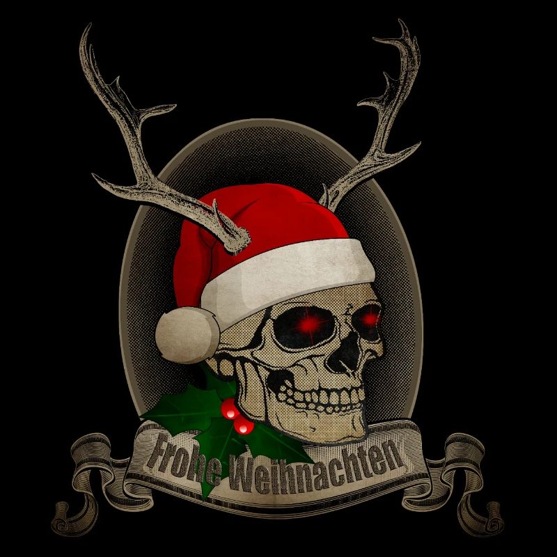 Crâne de joyeux Noël avec des bois