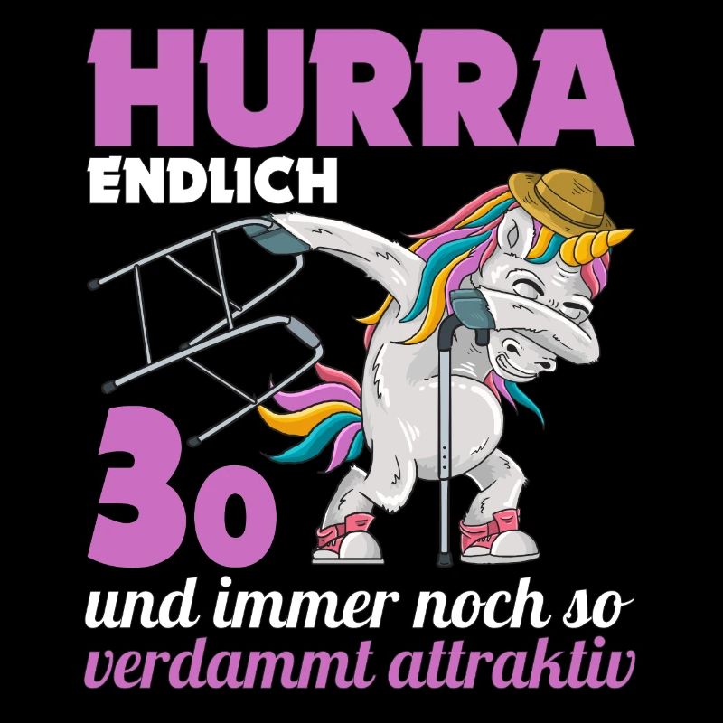 30. Geburtstag 30 Jahre Einhorn mit Rollator Stock