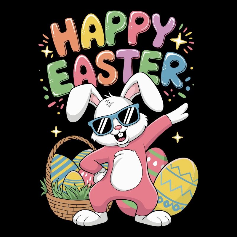 Dabbing Rabbit Happy Easter Day Eggs Dab Design