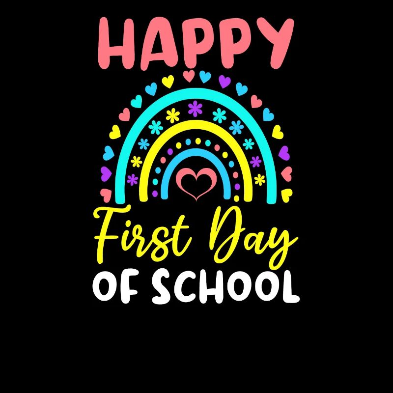 Erster Schultag Froher Erster Tag Regenbogen