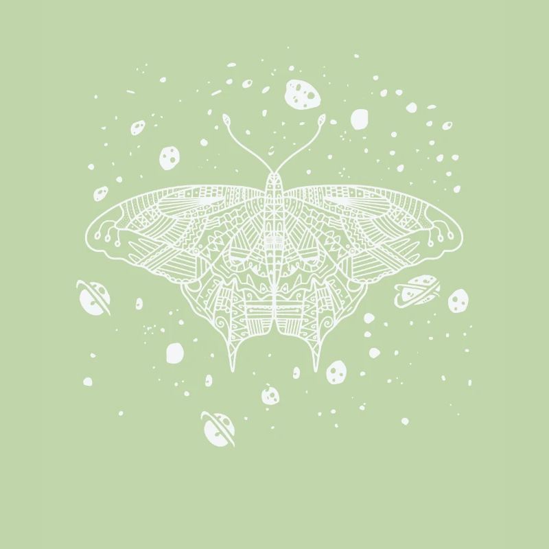 Celestial Butterfly Night Sky Line Art Galaxy