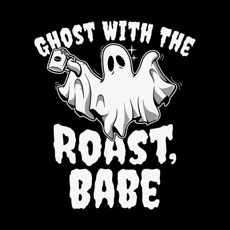 Halloween Ghost Line Art Coffee Lover Drawing