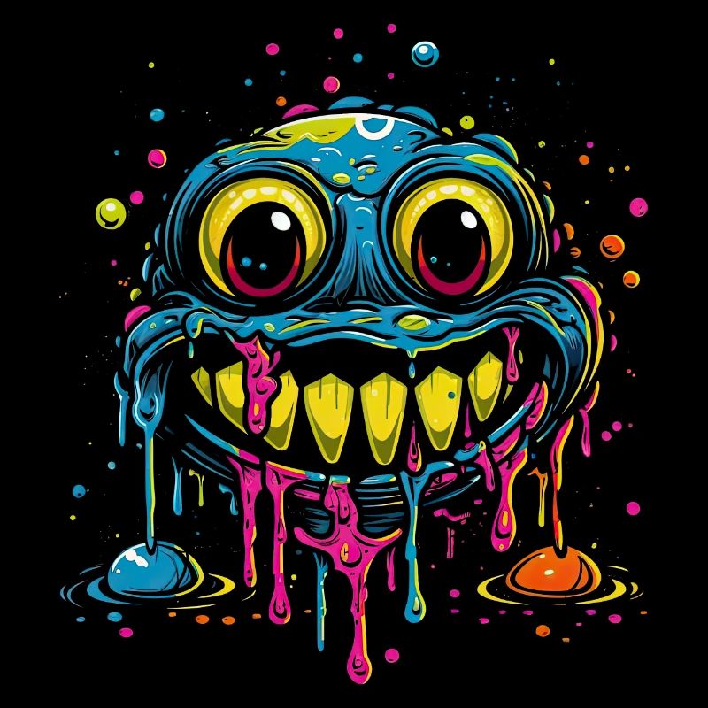 Crazy Melting Smilie Monster Psychedelisch