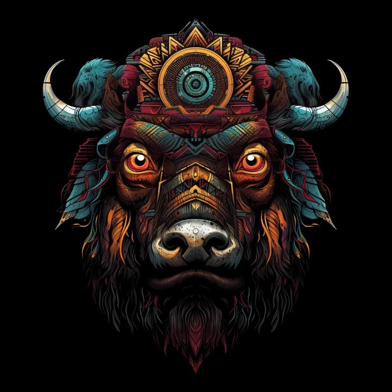 Bison Mandala Kunstwerk Kunst Waldtiere Geschenk