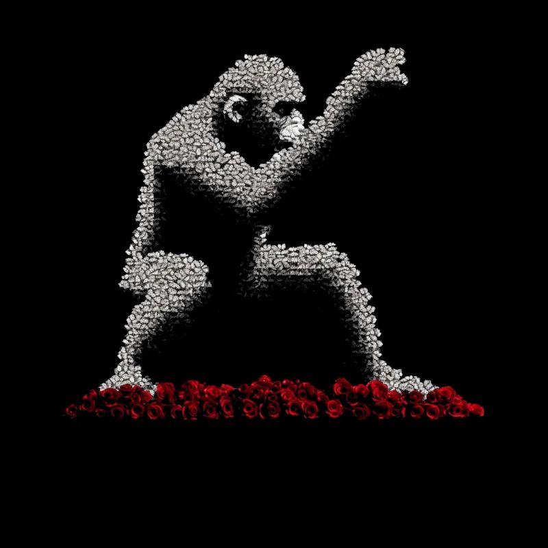 Monkey Pixel Art Roses Flowers Gift Creative