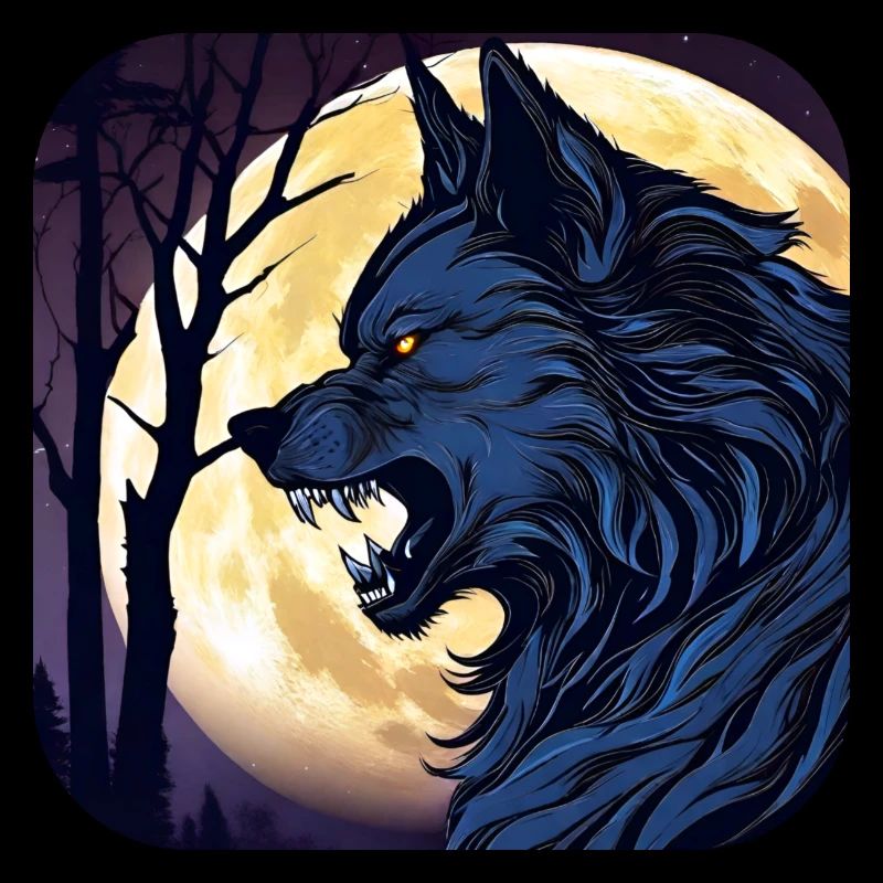 Horror werewolf with full moon