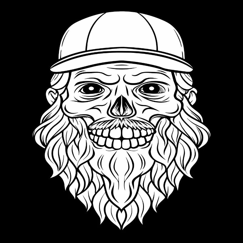 Totenkopf Skull Beard Böse Style Bart Cool
