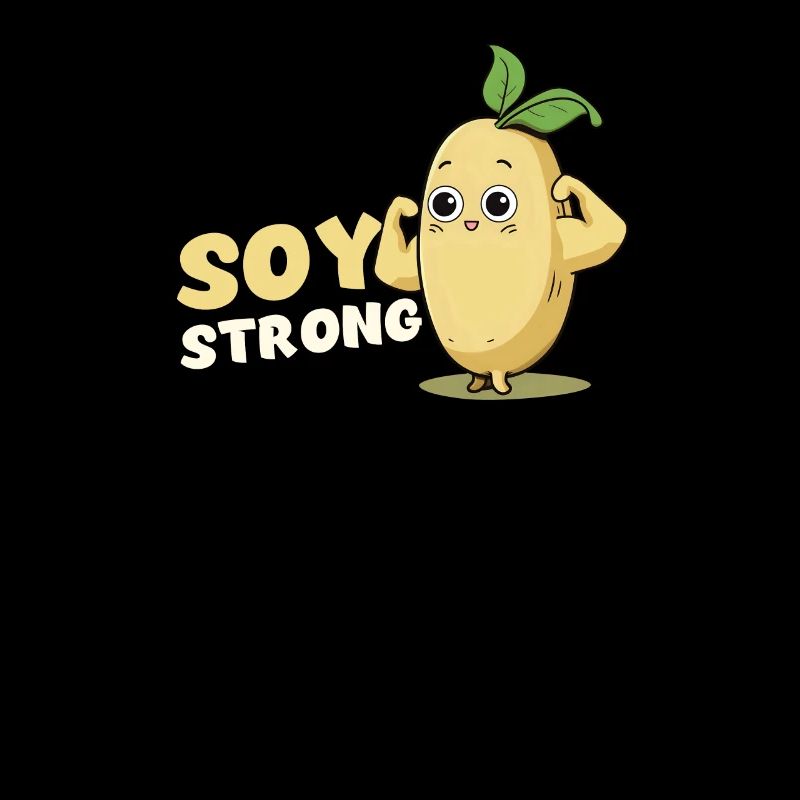 Vegan Athlete Soy Strong Flexing Biceps