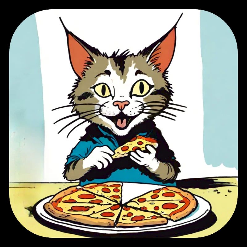 Le chat adore la pizza