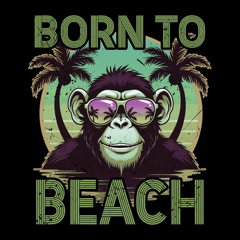 Born to Beach Cool Monkey Retro Sommer Vibes