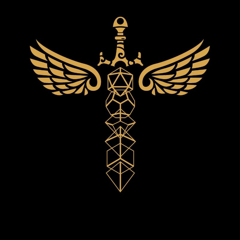 Winged Polyhedral Dice Sword Tabletop RPG Addict