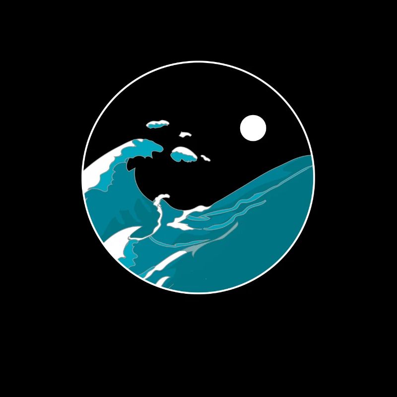 Waves Yin Yang Moon Night Ocean Harmony Beach Gift