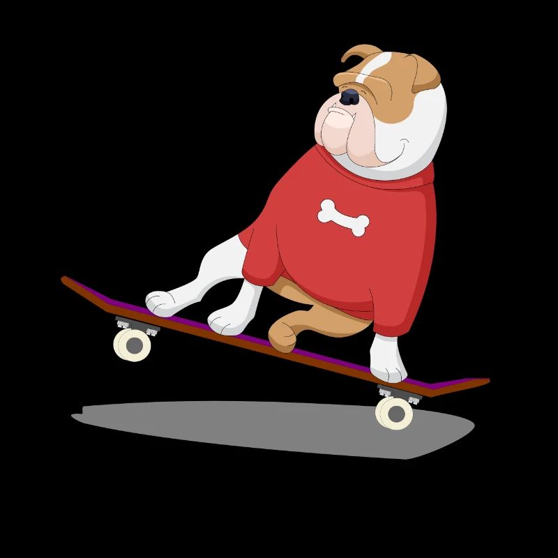 bouledogue français, planche à roulettes, chien, chiot