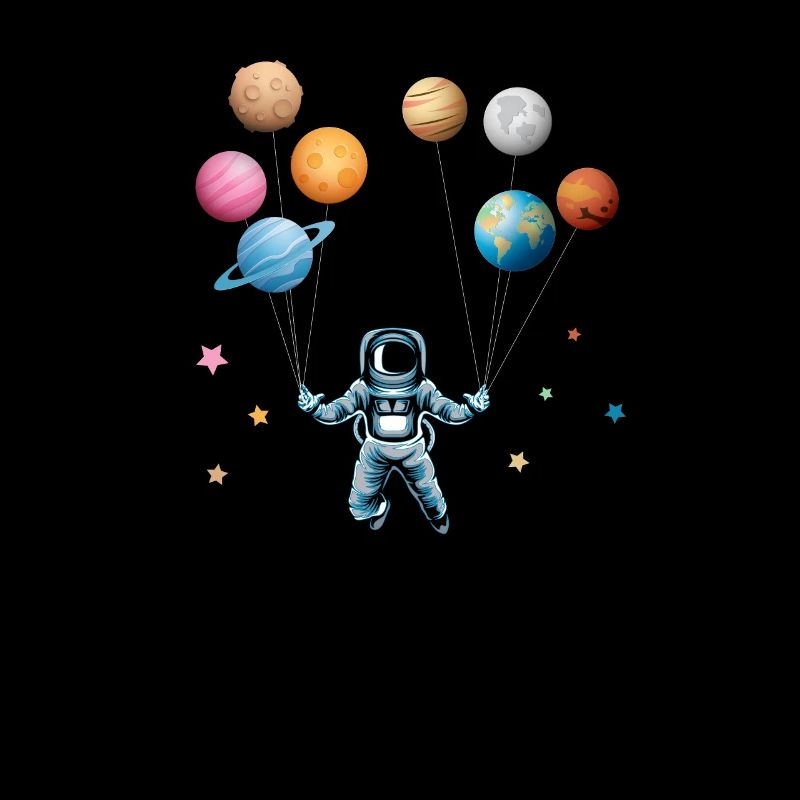 Astronaut with planets - Balloons - Funny take off