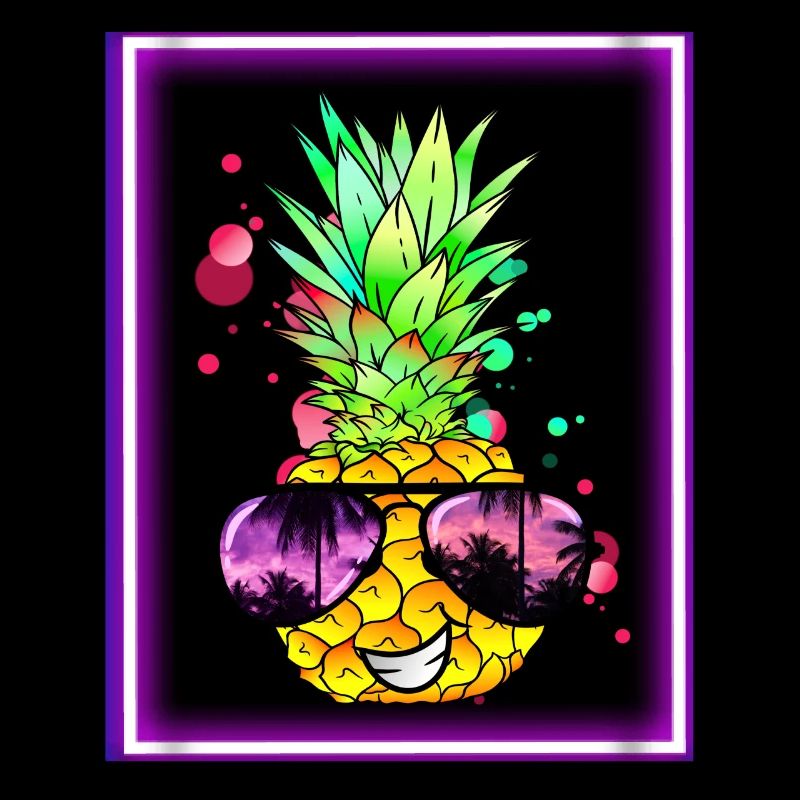 Pineapple Retro Neon Art