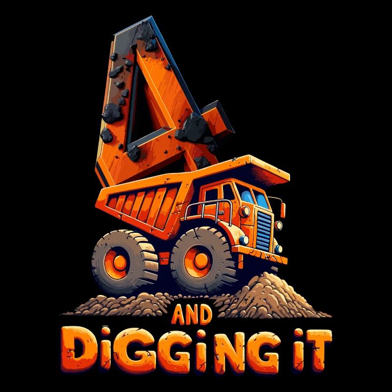 4 Jahre Orange Digger Enthusiast Geburtstagsdesign