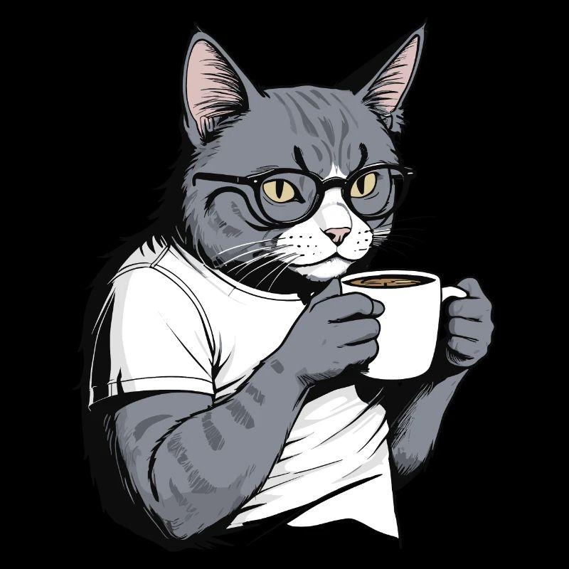 Coffee-drinking cat