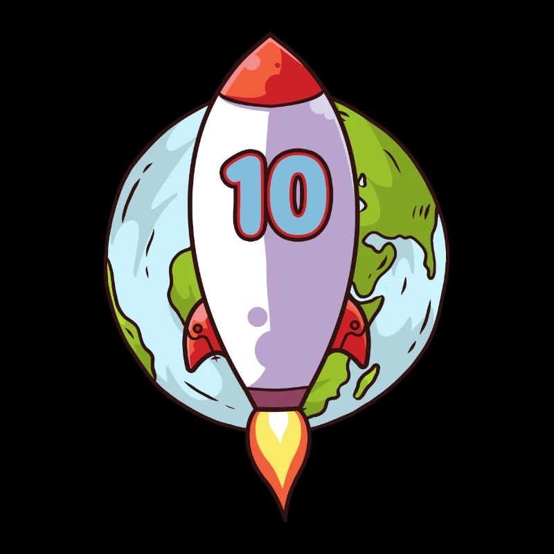 10th Birthday Rocket Space 10 Years Space Galaxy
