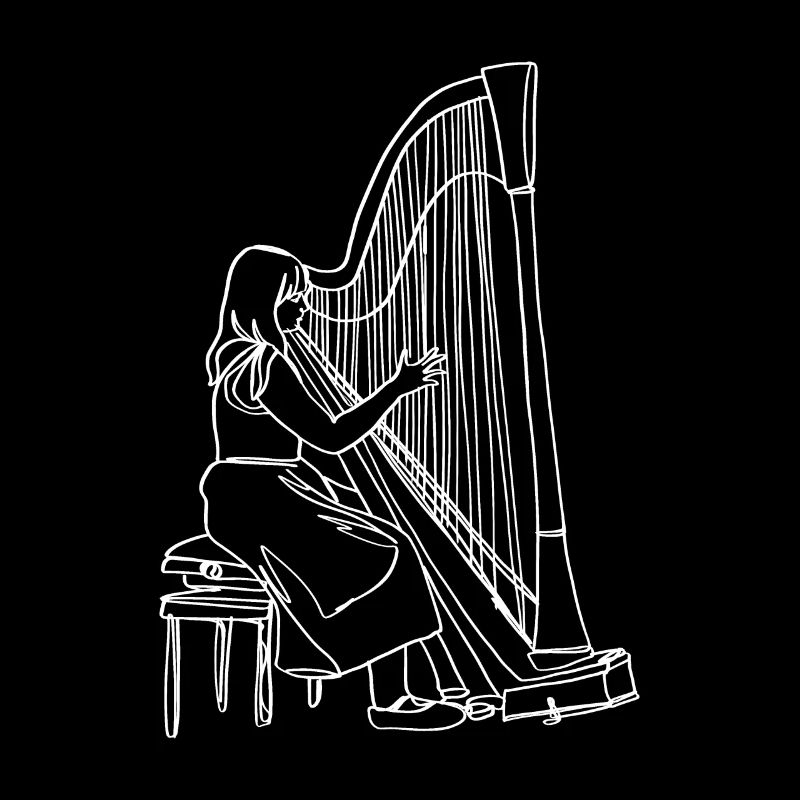 Harfe Oneline Art - Harfe Musikerin Harfe