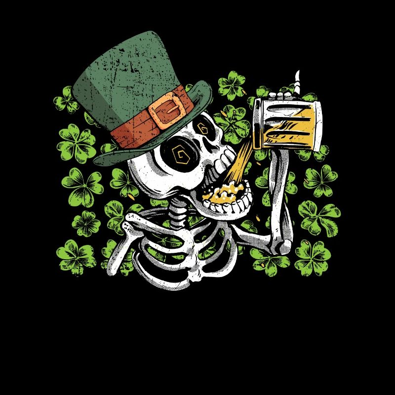 Skeleton Leprechaun Clover Beer Mug - St