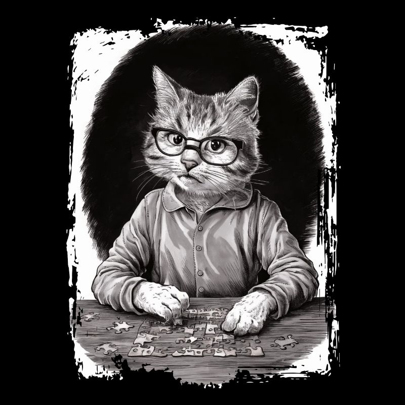 Katze spielt Puzzle Geschenk