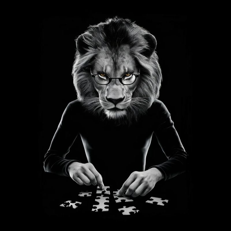 Löwe spielt Puzzle Geschenk