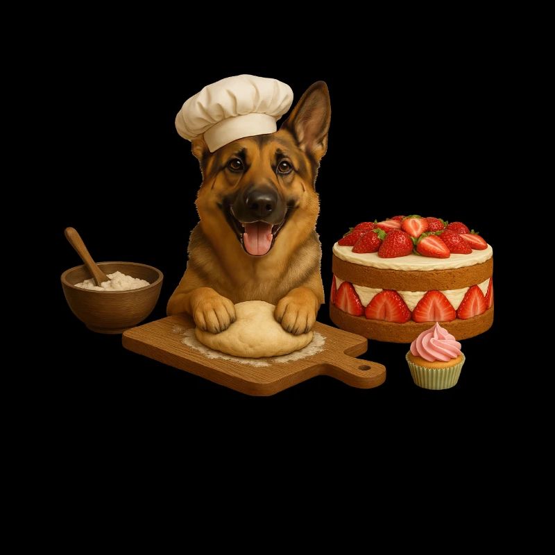 German Shepherd Baking Cake Cookies