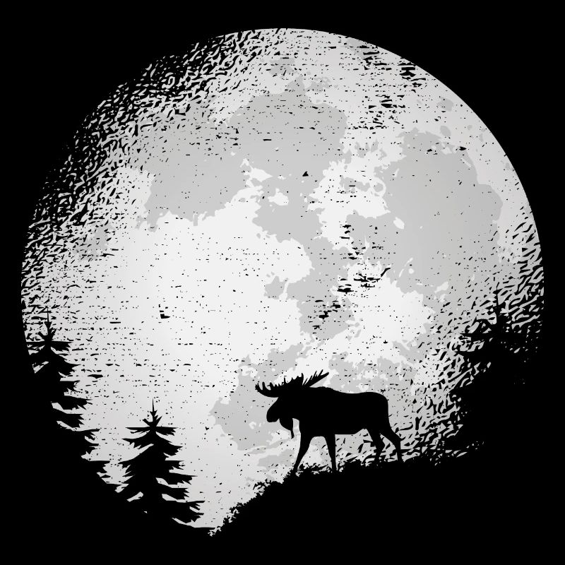 Moose Moose Moose Cow Antlers Full Moon Gift