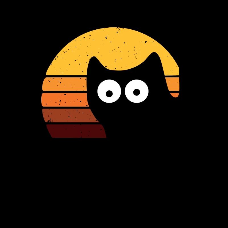 Retro cat vintage distressed sunset